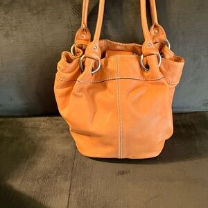 Tignanello Orange Leather Hobo Bag